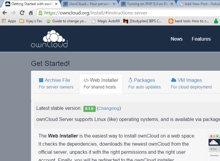 install owncloud on bluehost