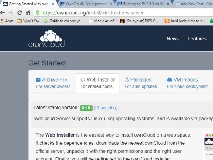 install owncloud on bluehost